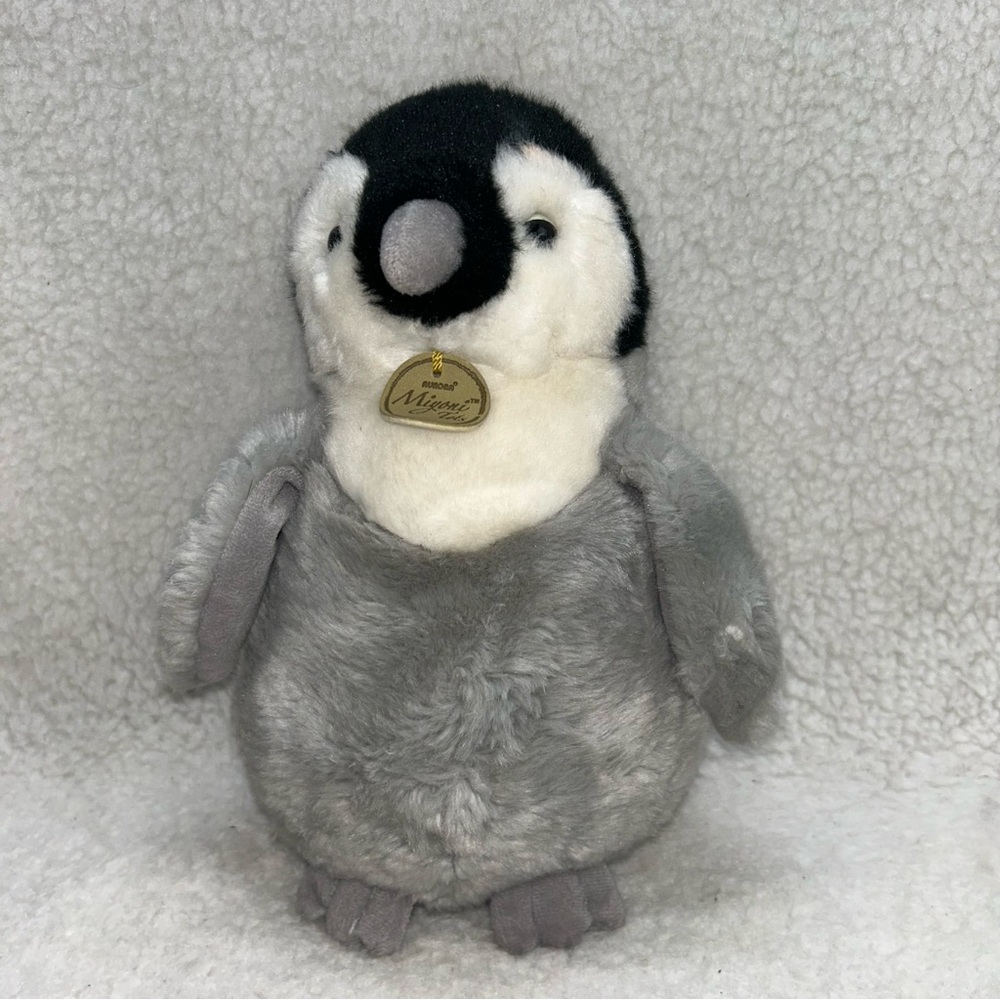 Aurora Miyoni Tots Penguin chick plush 9.5" grey black & white